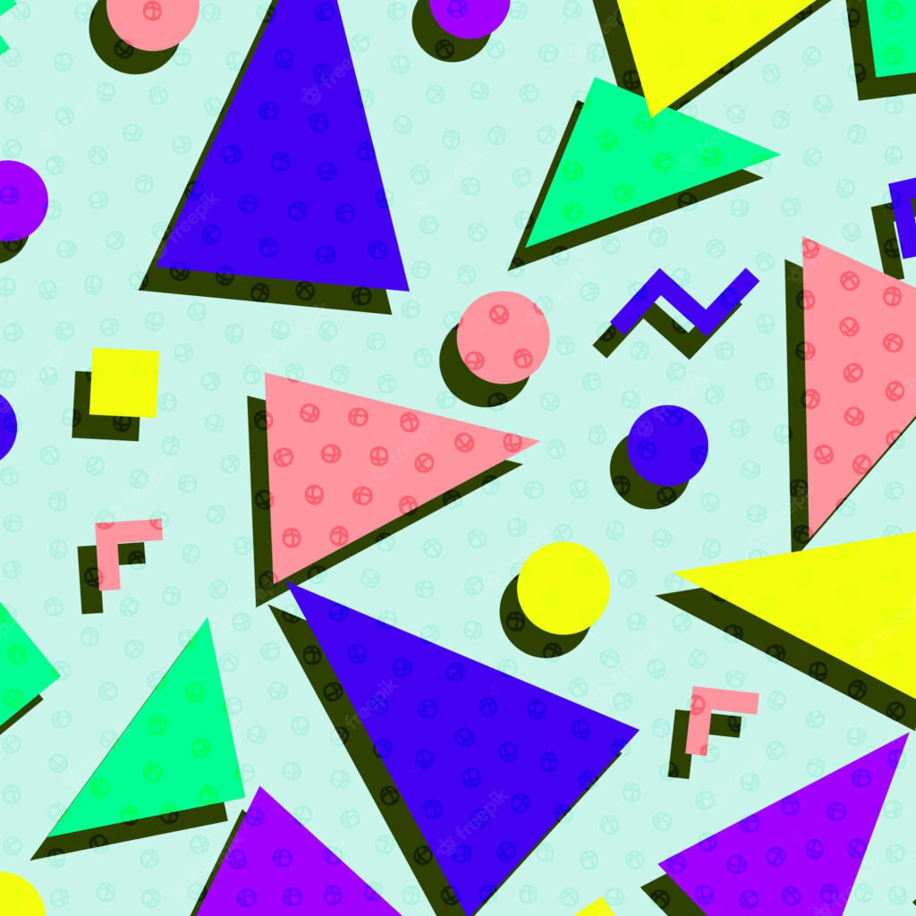 90s Inspired Geometric Wallpaper with Playful Green Background