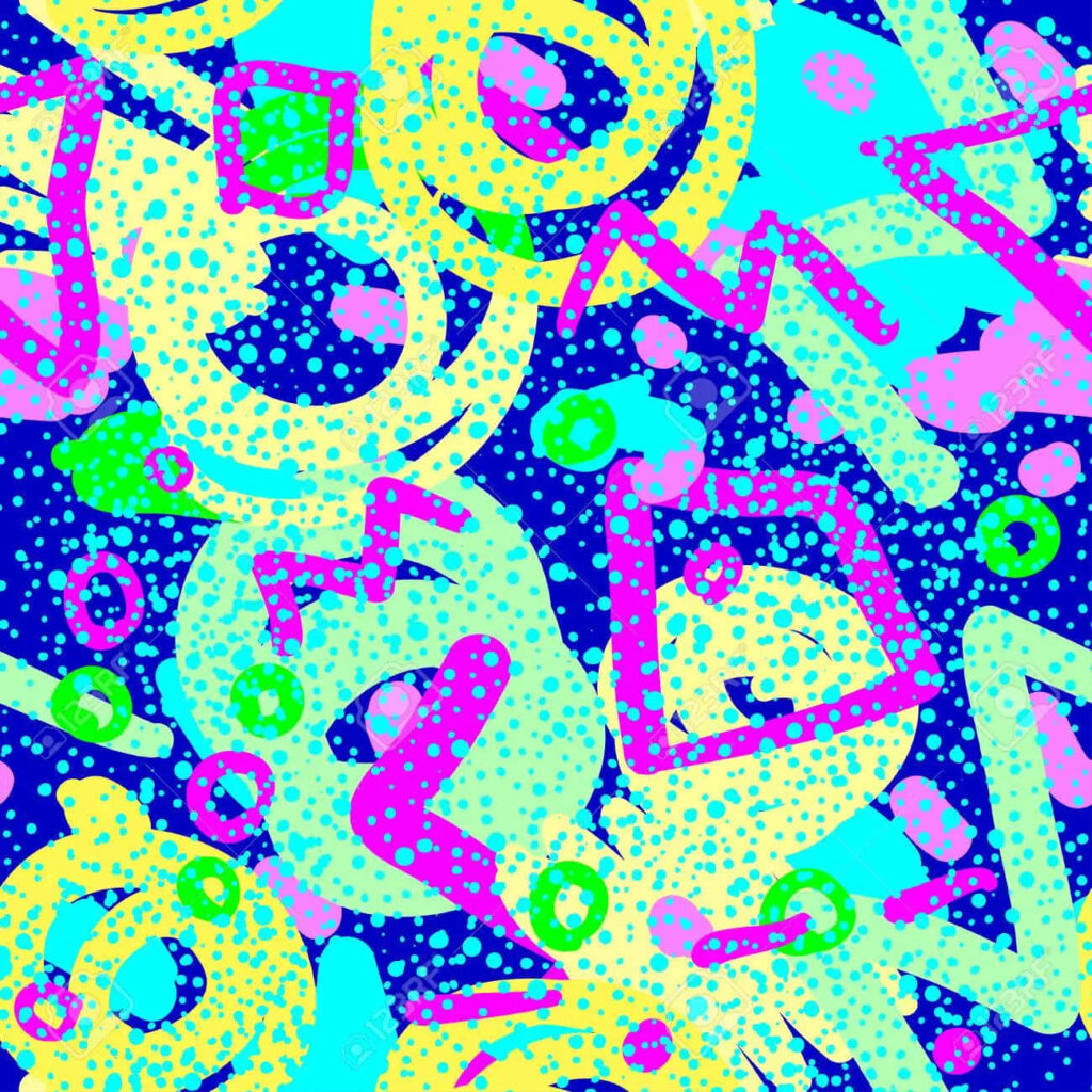 90s Vibrant Wallpaper: Bold Geometric Shapes & Playful Colors
