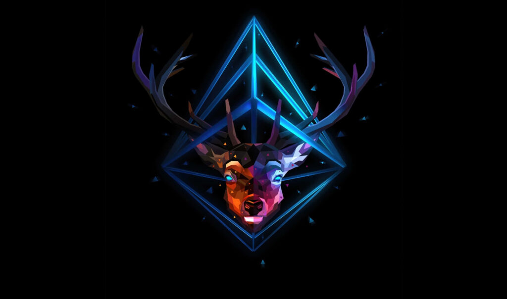 Vibrant AMOLED Reindeer Vector Art Wallpaper in Neon Hues