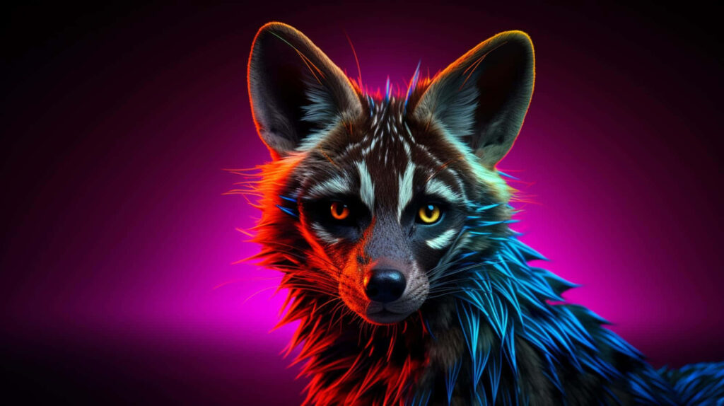 Vibrant Aardwolf Portrait Wallpaper: Bold Colors & Wildlife Art