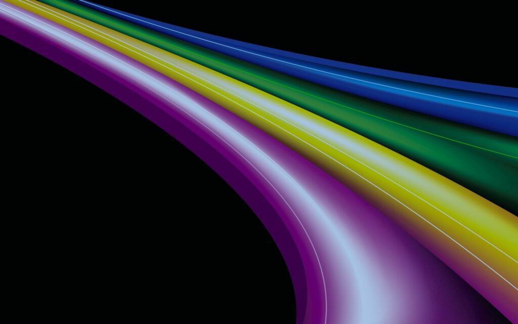 Vibrant Abstract Wallpaper: Curved Rays in Purple, Yellow & Green