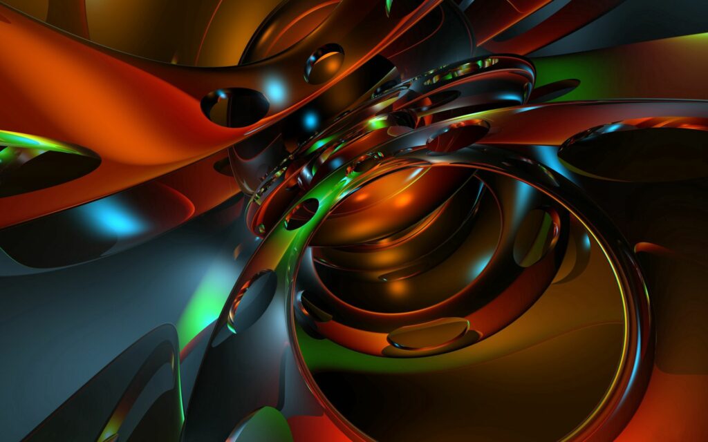 Vibrant Abstract Wallpaper: Dynamic Curves & Reflective Surfaces