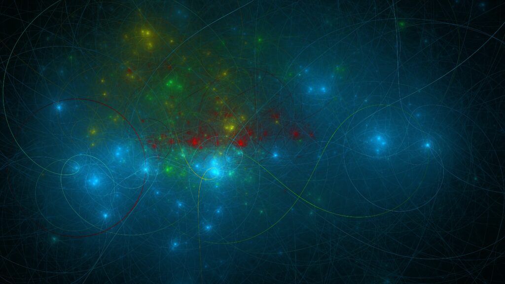 Vivid Abstract Wallpaper: Glowing Lines on Deep Blue Background