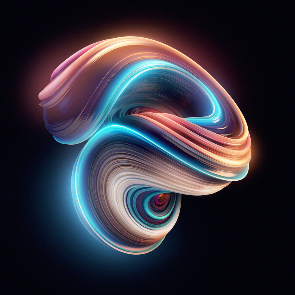 Vibrant 3D Abstract Wallpaper: Blue, Pink & Orange Digital Art