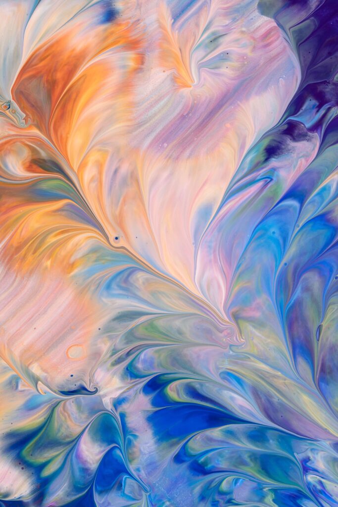 Vibrant Abstract Acrylic Wallpaper: Swirling Colors & Fluid Art