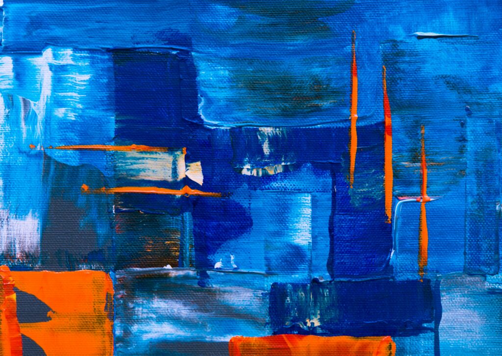 Vibrant Abstract Art Wallpaper: Bold Blue & Orange Design Background