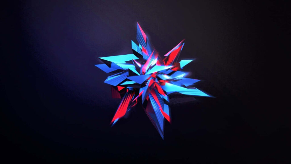 Vibrant Abstract Art: Sharp Shapes in Blue and Red on Dark Background Wallpaper