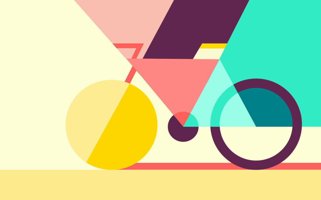 Vibrant Abstract Bicycle Wallpaper in Modern Geometric Design