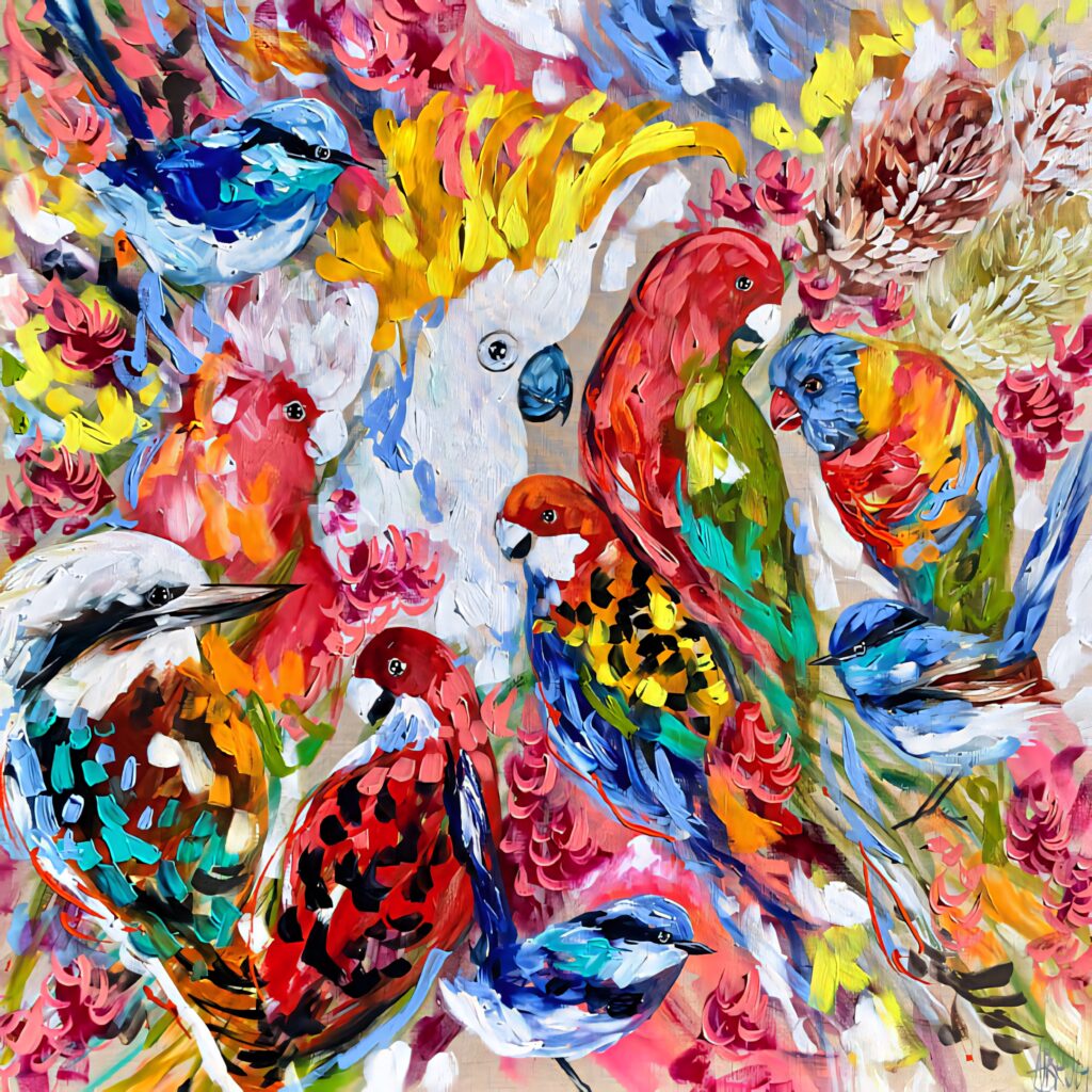 Colorful Abstract Bird Wallpaper - Vibrant Rainbow Background Art
