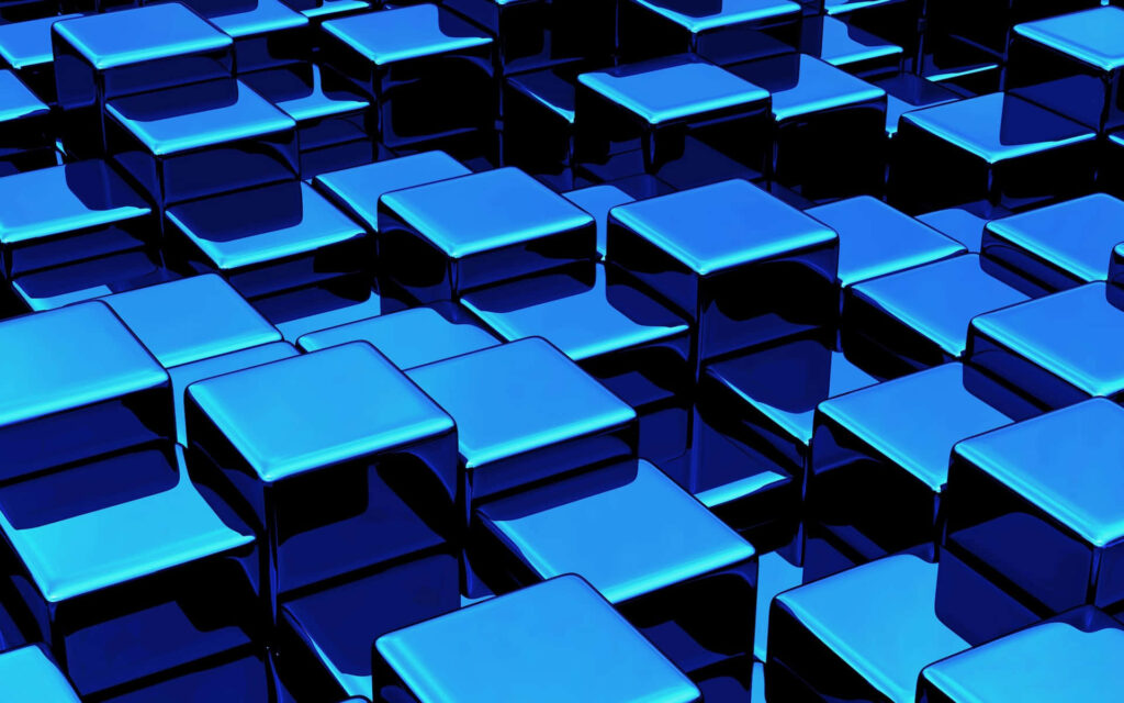 Vibrant Blue 3D Abstract Wallpaper - Geometric Block Design