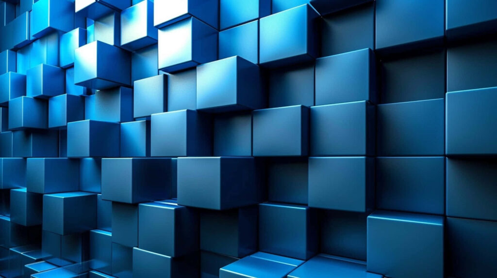 Dynamic Blue 3D Cube Wallpaper: Modern Abstract Background Design