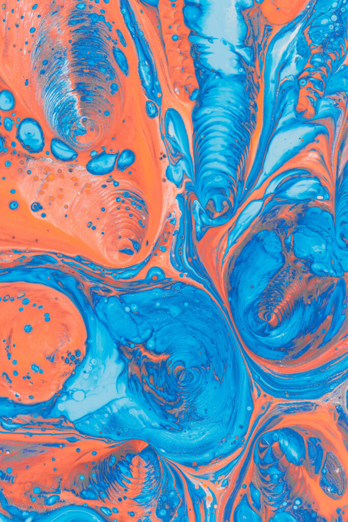 Vibrant Blue & Orange Abstract Wallpaper - Fluid Art Design Background
