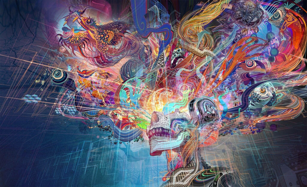 Vibrant Abstract Brain Wallpaper: Colorful, Intricate Design Background