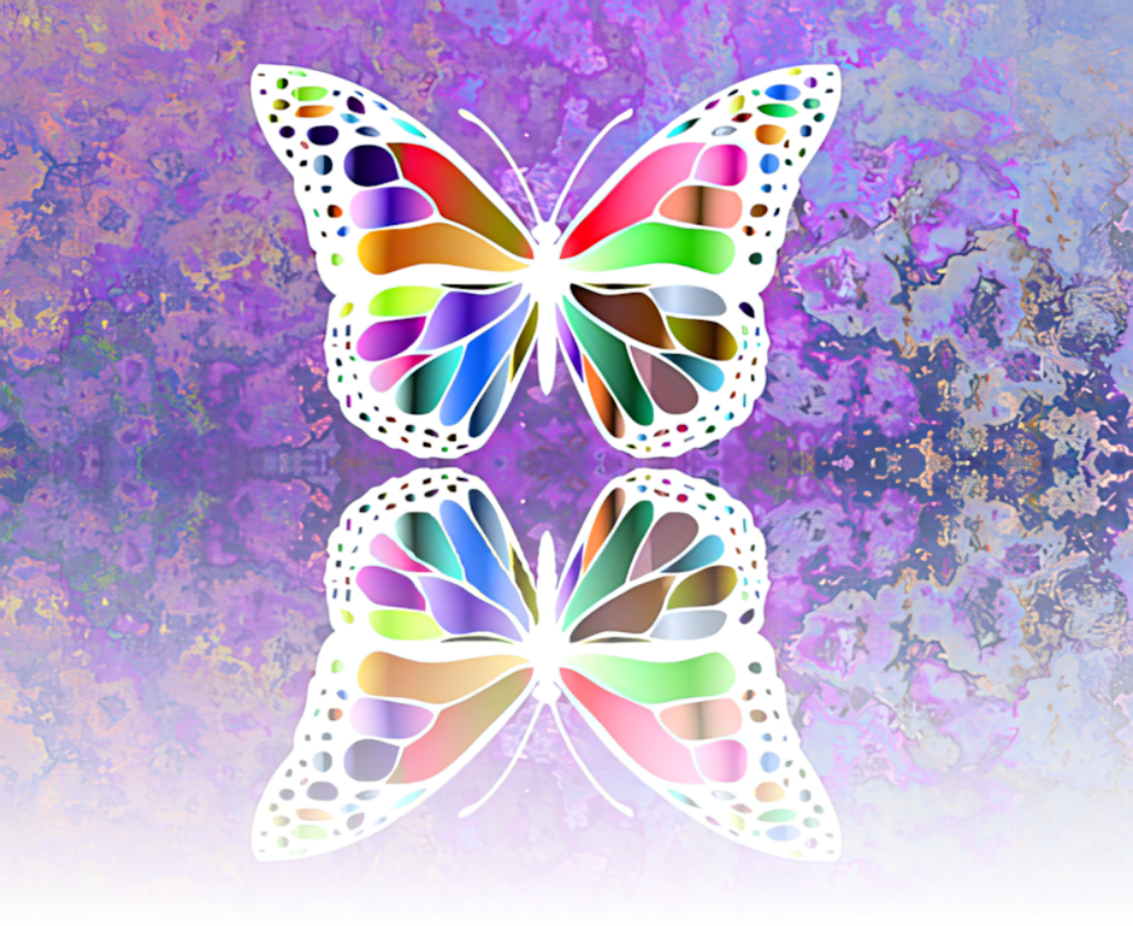 Vibrant Abstract Butterflies Wallpaper on Textured Purple Background