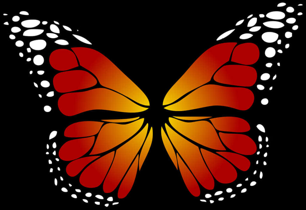 Vibrant Abstract Butterfly Wallpaper: Fiery Red & Yellow Design