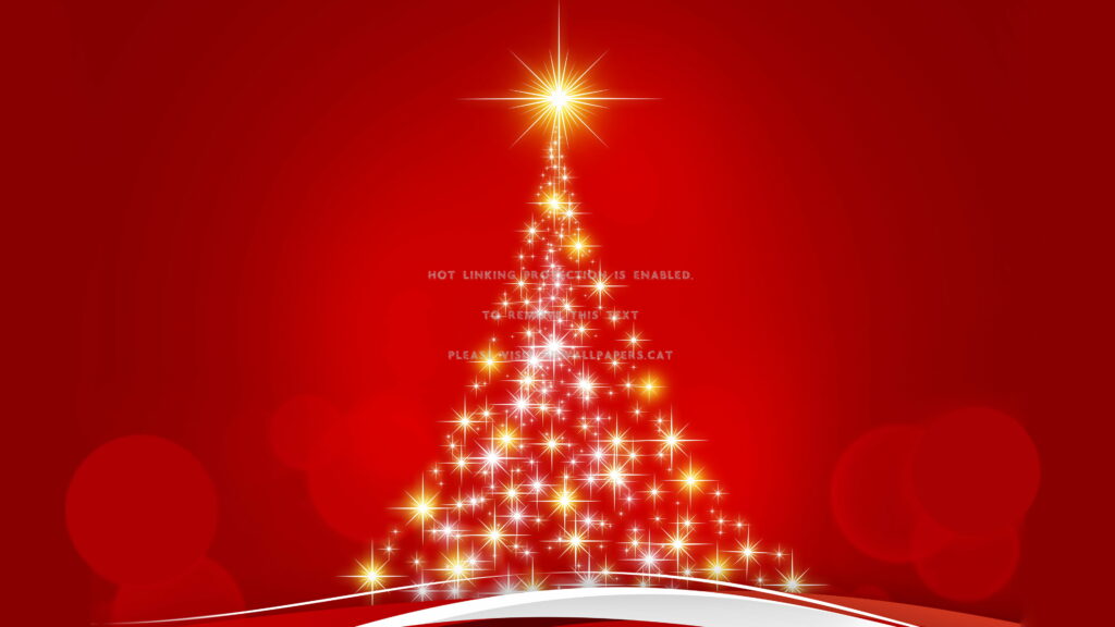 Vibrant Festive Splendor: Captivating Abstract 4K Wallpaper featuring a Red Vector Art Christmas Tree