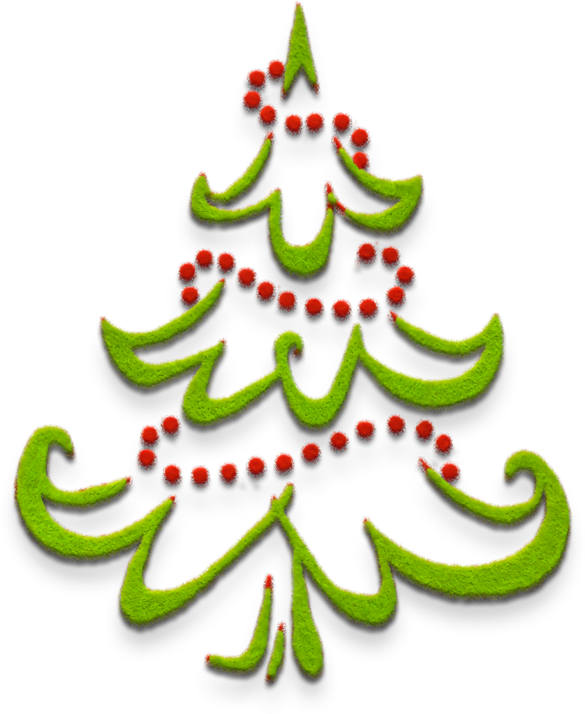 Vibrant Green Abstract Christmas Tree Wallpaper with Red Decorations