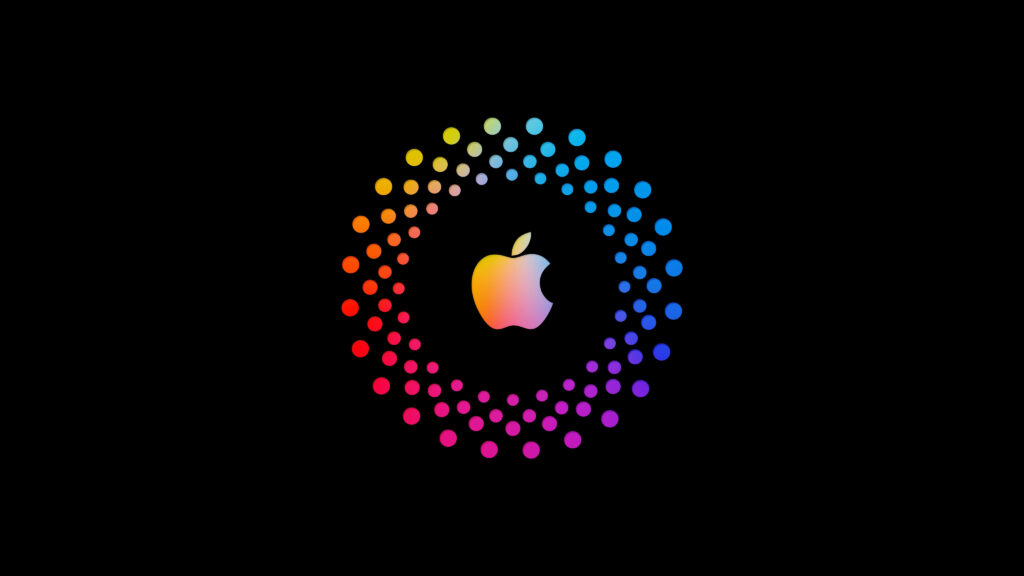 Abstract Circular Patterns: The Vibrant Apple Logo in 4K Ultra HD Wallpaper