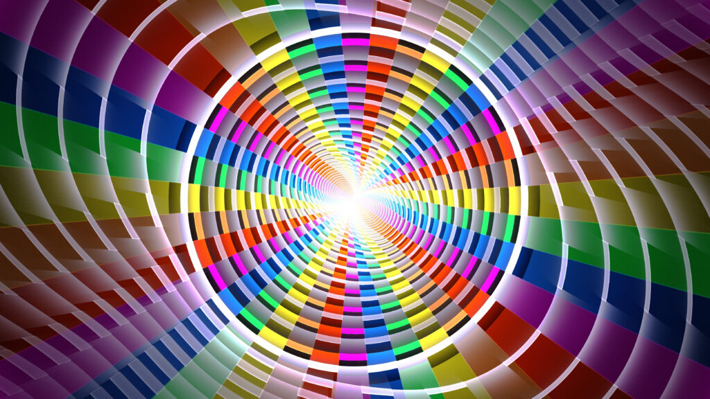 Vibrant Abstract Wallpaper: Colorful Circles & Glowing Center Background
