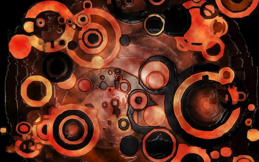 Vibrant Abstract Circular Patterns Wallpaper in Red & Orange