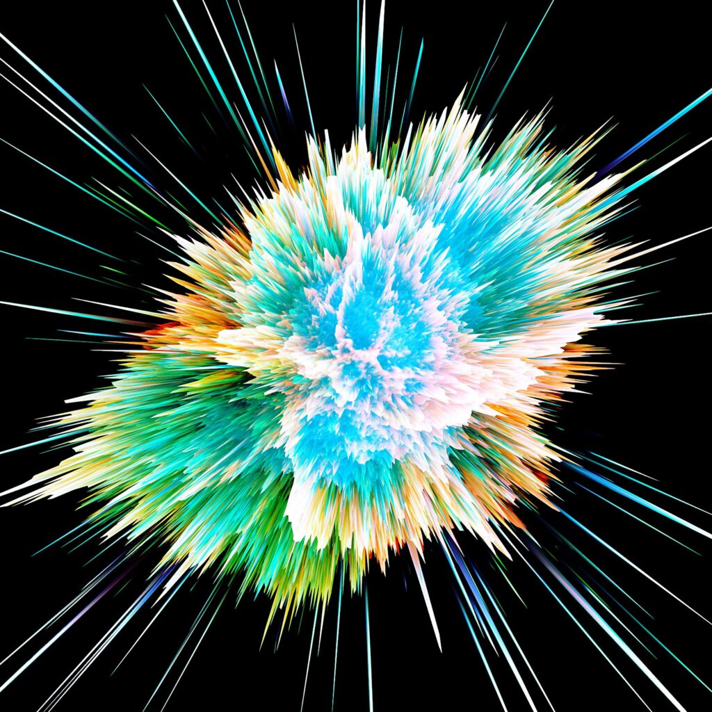 Vibrant 2400x2400 Abstract Color Explosion Wallpaper - Blue & Green