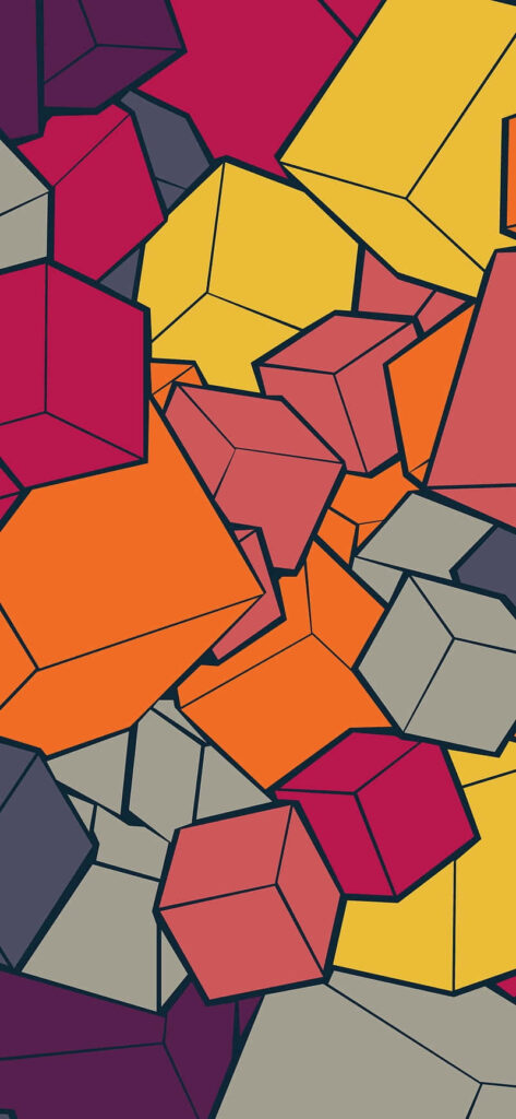 Vibrant Abstract Geometric Cubism Wallpaper in Bold Colors