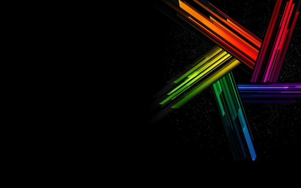 Vibrant Abstract Cylinders Add Intensity to a Sleek Black Desktop Wallpaper