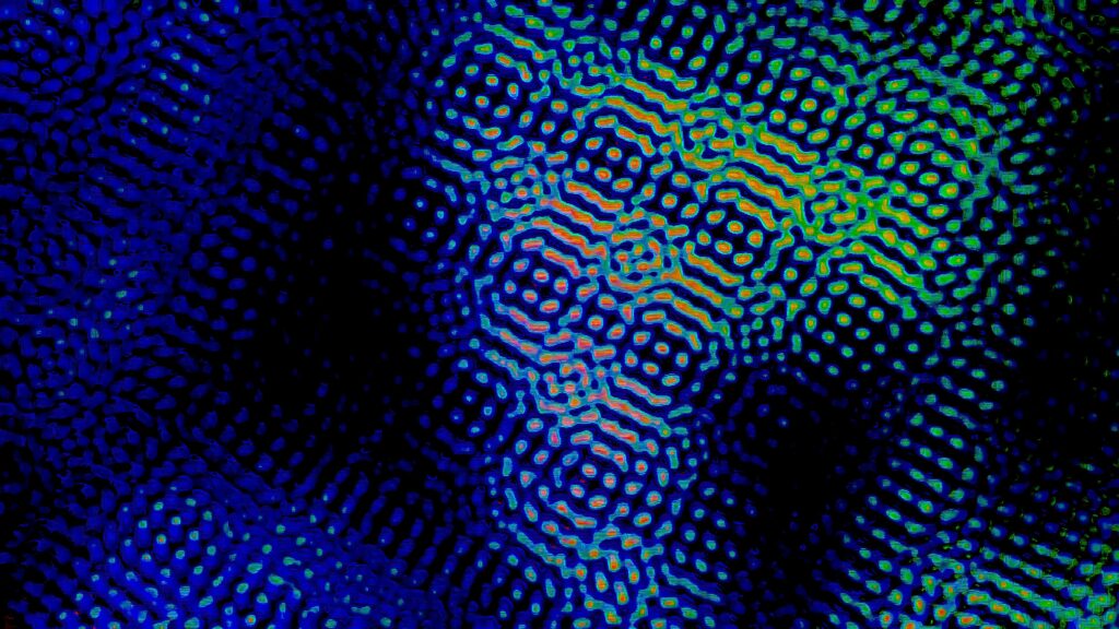 Vibrant Abstract Wallpaper: Dynamic Dots & Shapes in Blue, Yellow, Green