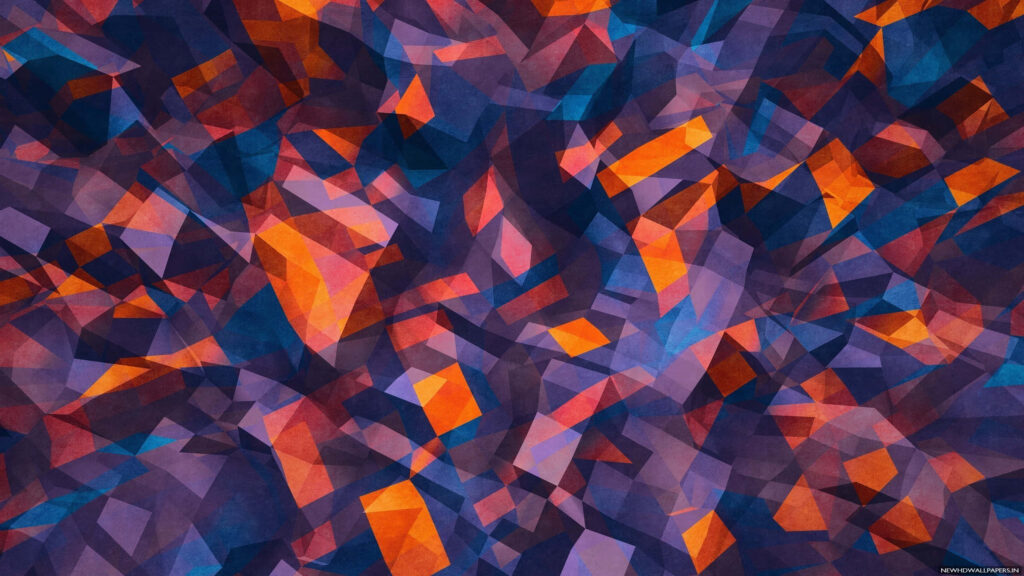 Vibrant Abstract Art Wallpaper: Blue, Orange & Purple Geometric Explosion