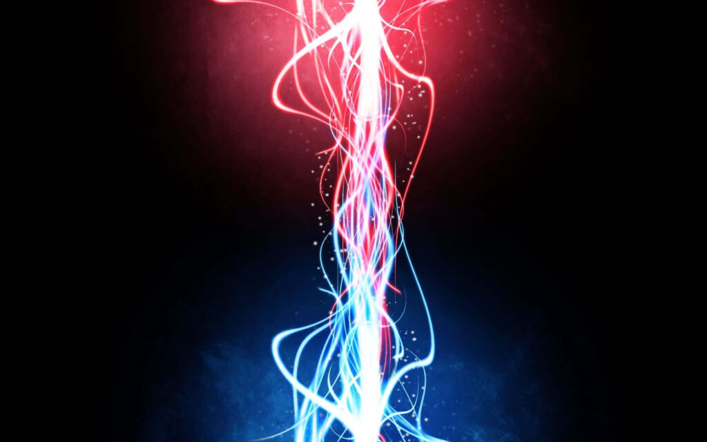 Vibrant Abstract Energy Streams Wallpaper in Red & Blue Tones