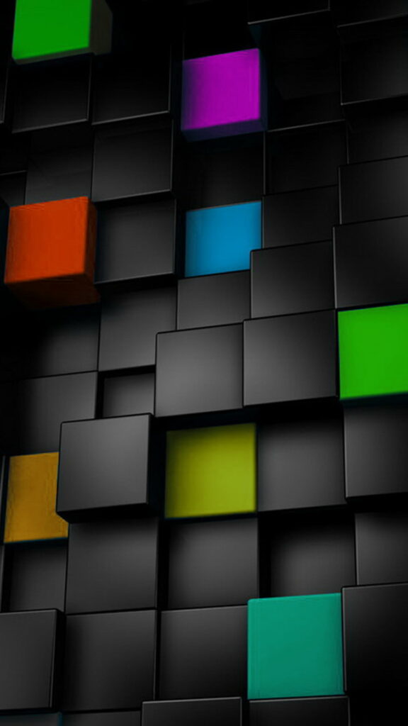 Cubical Symphony: A Vibrant 3D Abstract Masterpiece Fit for HD Phone Wallpaper