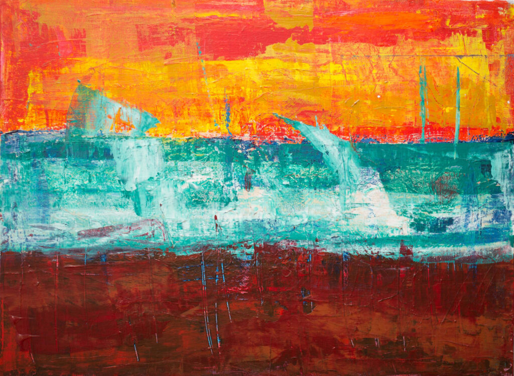 Vibrant Abstract Expressionism Wallpaper: Warm & Cool Color Contrast