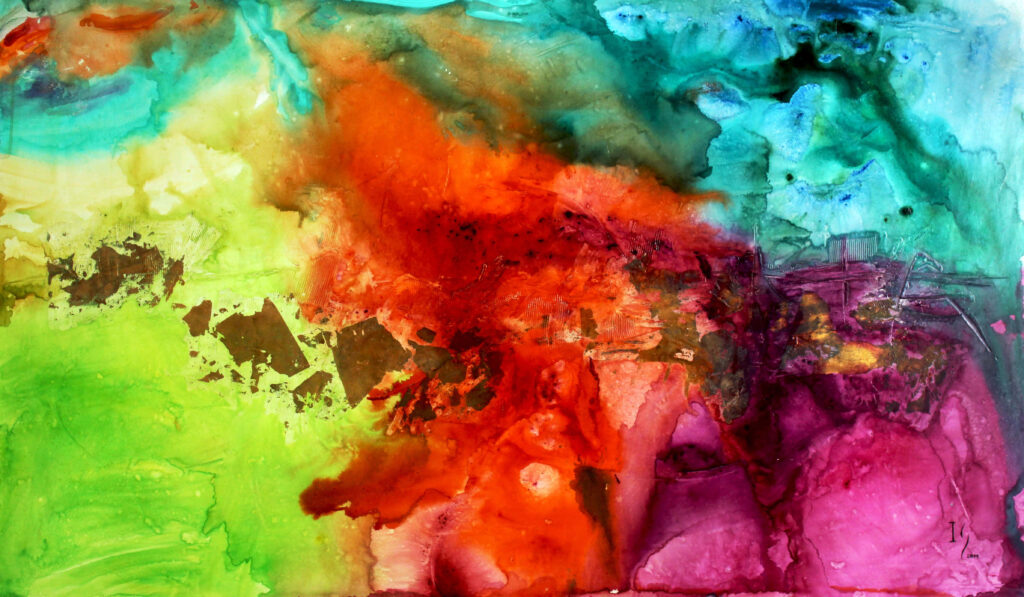Vibrant Abstract Expressionist Wallpaper: Dynamic Colors & Textures