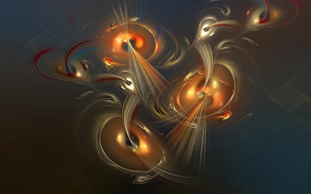 Abstract Feather-Inspired Wallpaper: Vibrant Swirling Patterns