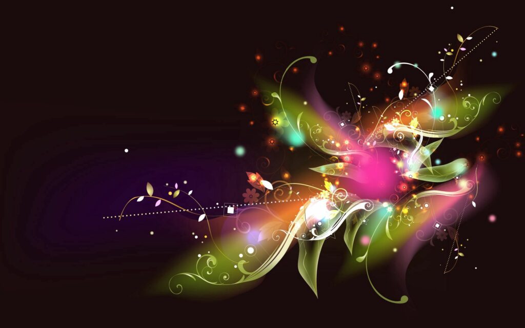 Vibrant Abstract Floral Wallpaper: Bright Colors & Glittering Patterns