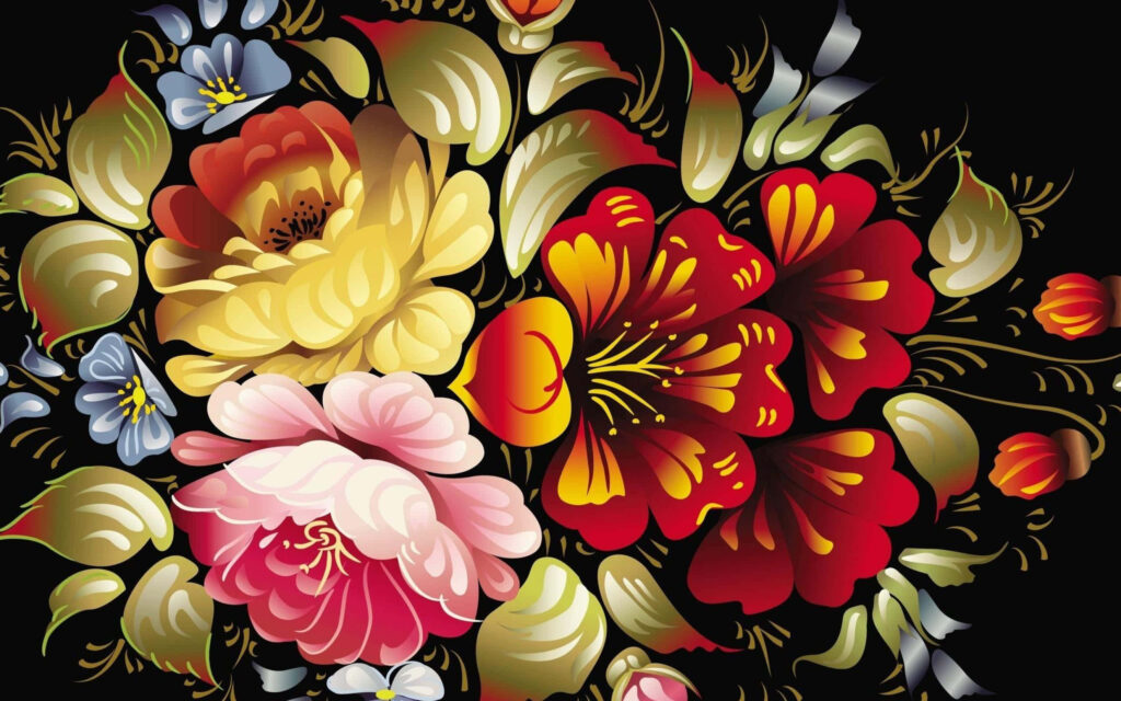 Vibrant Abstract Floral Wallpaper: Bold Colors & Intricate Design