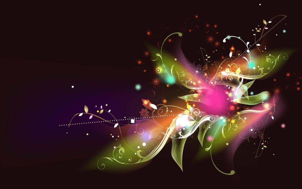 Vibrant Abstract Floral Wallpaper with Dark Background Design