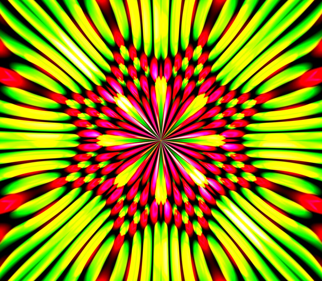 Vibrant Abstract Flower Wallpaper: Energetic Green & Pink Design