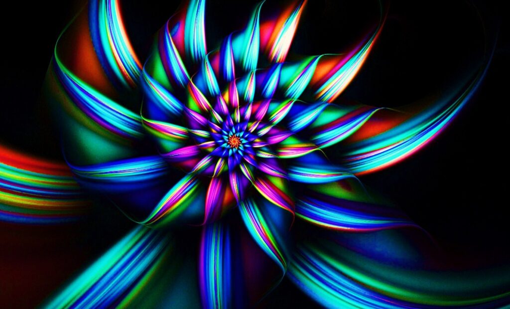 Vibrant Abstract Flower Wallpaper - Dark Background, Colorful Swirls