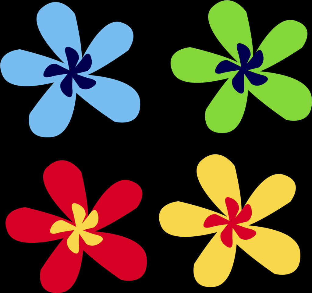 Vibrant Abstract Flower Wallpaper: Blue, Green, Red, Yellow Design
