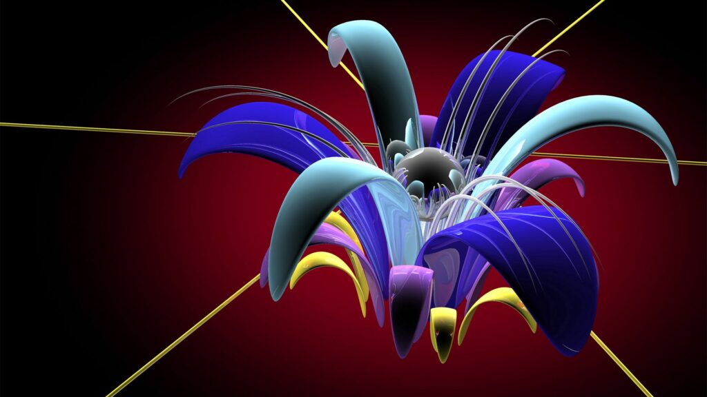 Vibrant Abstract Flower Wallpaper: Glossy Petals & Dynamic Background