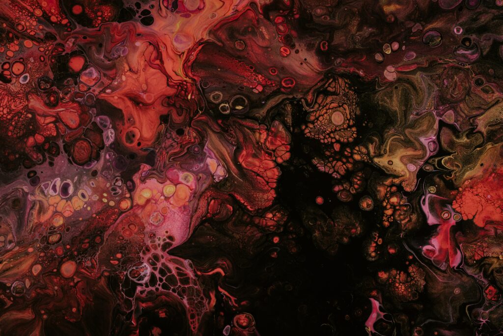 Stunning Abstract Fluid Art Wallpaper: Vibrant Red, Black & Purple