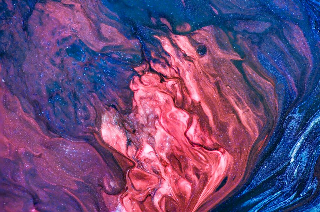 Fluid Art Wallpaper: Swirling Blue & Red Abstract Background