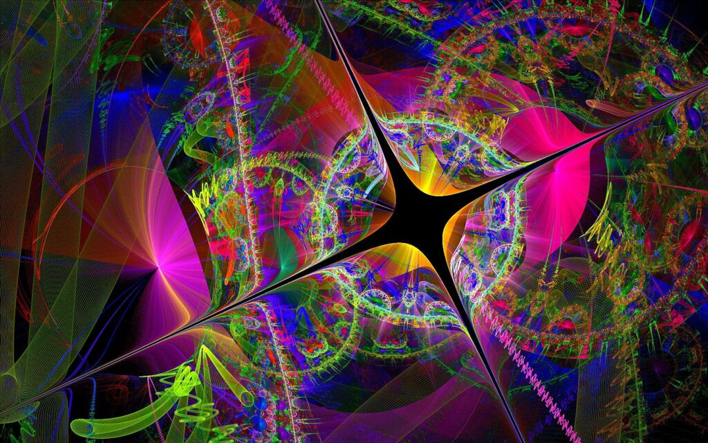 Vibrant Abstract Digital Fractal Wallpaper: Eye-Catching Background