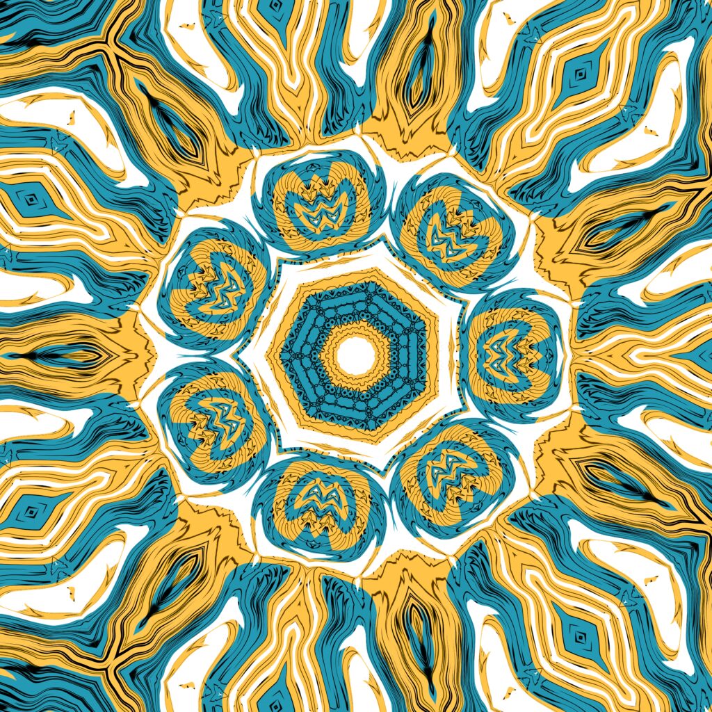 Vibrant Fractal Wallpaper: Blue & Yellow Abstract Background Design
