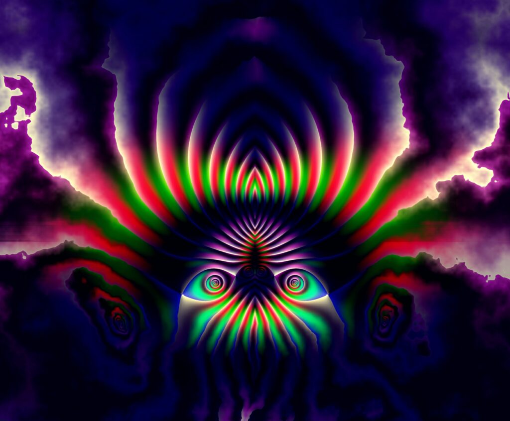 Vibrant Fractal Wallpaper: Dynamic Abstract Design for Dark Background