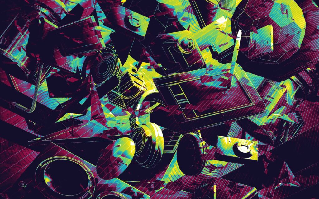 Vibrant Abstract Wallpaper: Geometric Shapes & Bold Colors