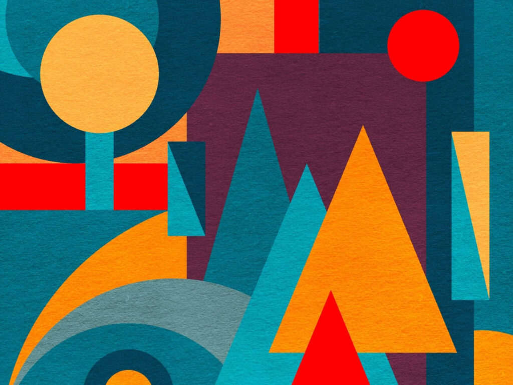Vibrant Abstract Geometric Wallpaper with Bold Colors & Shapes