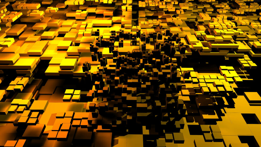 Vibrant Yellow Geometric Cubes Creating an Abstract 8k Desktop Backdrop Wallpaper