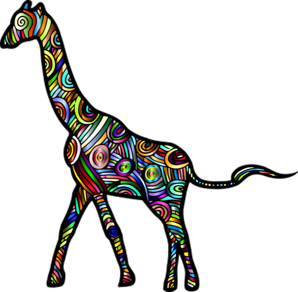 Vibrant Abstract Giraffe Wallpaper with Bold Colors and Swirling Patterns